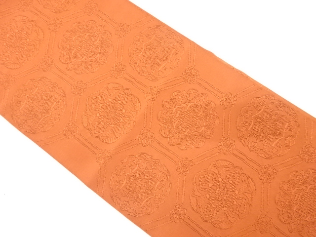 アンティーク　綴れ　亀甲に華紋織り出し名古屋帯（着用可）